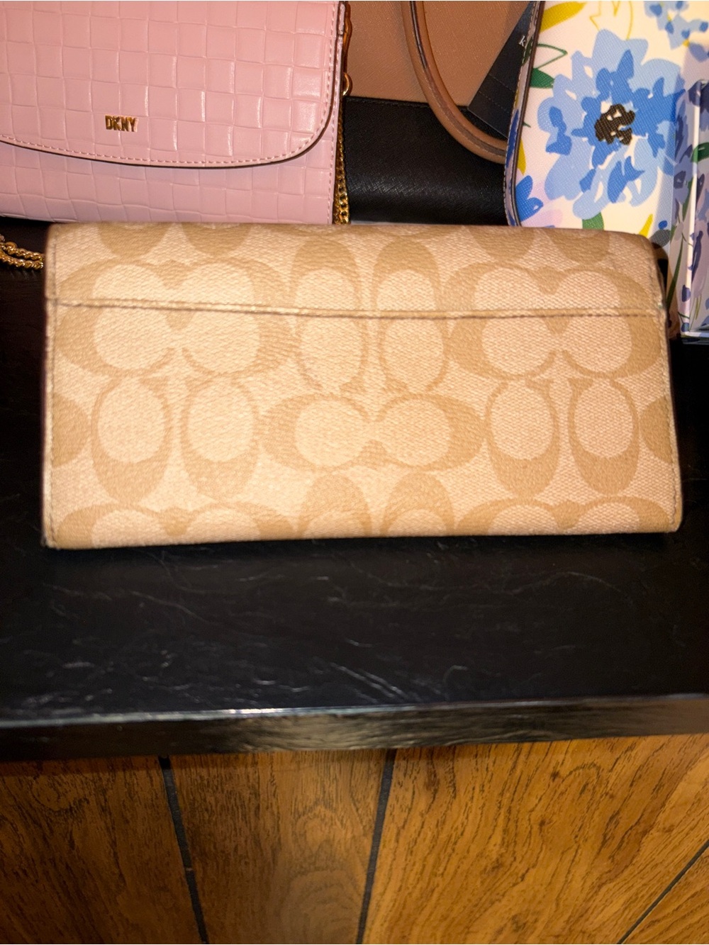 Coach Dempsey Beige Signature Green Stripe Tote Bag, F28504 and Matching Wallet - Picture 3 of 13
